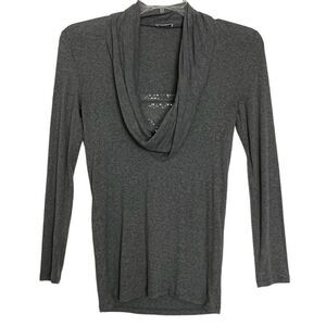 Rivamonti Cowl Neck Sweater Sequined Long Sleeve Fitted Ribbed Gray Italy Medium